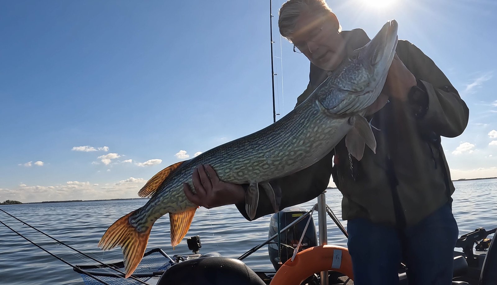 Fishing for pike in the Volkerak, The Netherlands. Fishing Guide Fishmeister