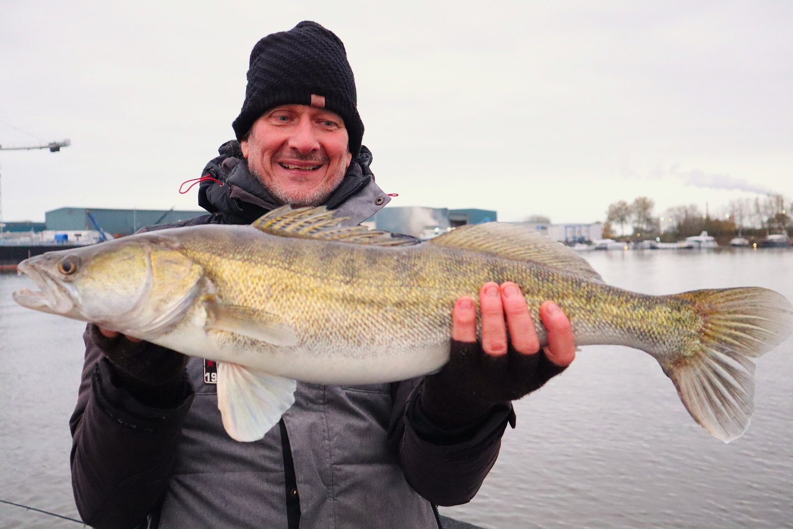 Maurice vangt een kapitale snoekbaars in de Biesbosch